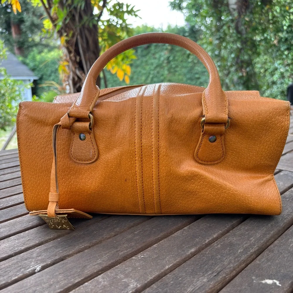 Cynthia Rowley Tan Leather Satchel with Structured Design  11.5x5x5 - Picture 2 of 7